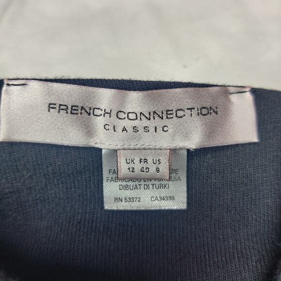 French Connection B&W Stripe Paris Chic Retro A-line Open Back Knit Dress 8 Twee - Picture 9 of 14